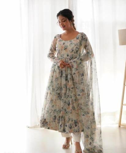 Printed Georgette dress With Attached Dupatta