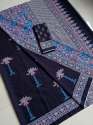 Ajrakh Digital Print Muslin fabric Saree