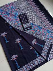 Ajrakh Digital Print Muslin fabric Saree