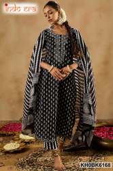 Floral Printed Cotton Kurti Bottom With Dupatta