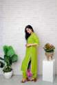 Fluorescent Green Solid Cotton rayon kurti pant dupatta set  thumb 2