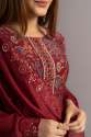 Maroon Cotton Printed Kurta pants with Dupatta (Set of 3) thumb 1