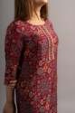 Maroon Cotton Printed Kurta pants with Dupatta (Set of 3) thumb 5