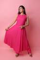 Pink Solid Cotton Rayon Kurta & Pants With Organza Dupatta thumb 1