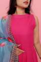 Pink Solid Cotton Rayon Kurta & Pants With Organza Dupatta thumb 3