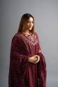 Plum Cotton Printed Kurta pants with Dupatta (Set of 3) thumb 4