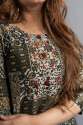 Cotton Printed A-Line Kurta - Bottle Green thumb 1