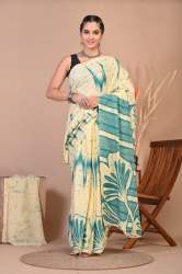Fresh Arrival And Premium Cotton Mulmul Saree With Same Design Blouse