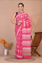 Fresh Arrival And Premium Cotton Mulmul Saree With Same Design Blouse thumb 10