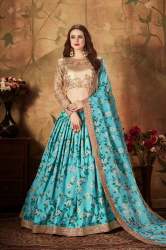 Fancy Sky Blue Organza lehenga Chol