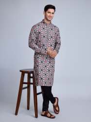 Latest Grey Rayon Mens Kurta by amar enterprise