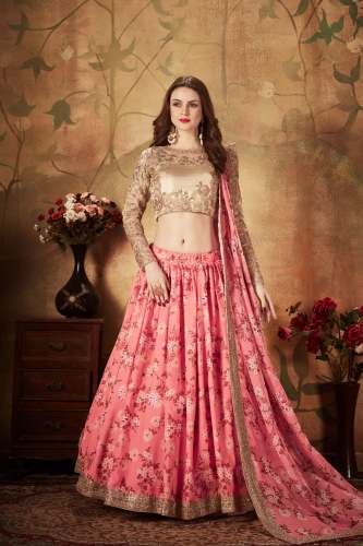 New Organza Baby Pink Lehenga Choli
