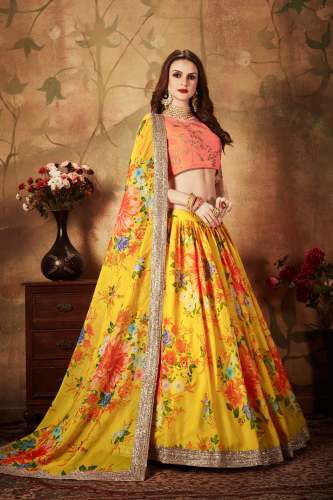 New Organza Orange Lehenga Choli
