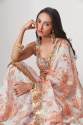 New White Organza Sequnins Work Saree thumb 3