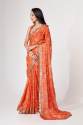 Orange Organza Sequnins Work Saree thumb 1