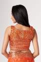 Orange Organza Sequnins Work Saree thumb 2