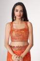 Orange Organza Sequnins Work Saree thumb 6