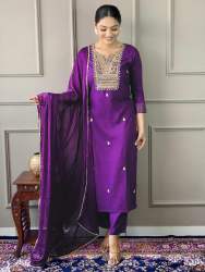 Beautiful  Rayon Embroidery Work Ready Made Suit  