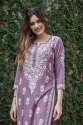 Fancy Rayon Cotton Chikan Kari work Kurti With Palazzo thumb 1