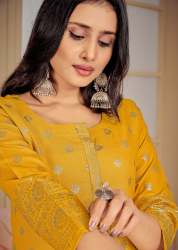 Festive Wear Yellow Pure cotton Kurti With Pant 