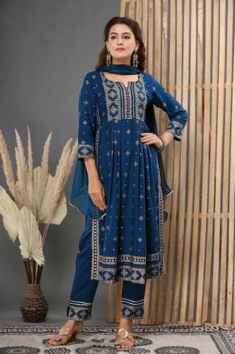 New Party Wear Rayon Printed Ready Made Suit 