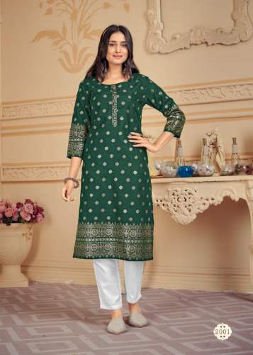 Pure cotton Green Kurti Pant Set