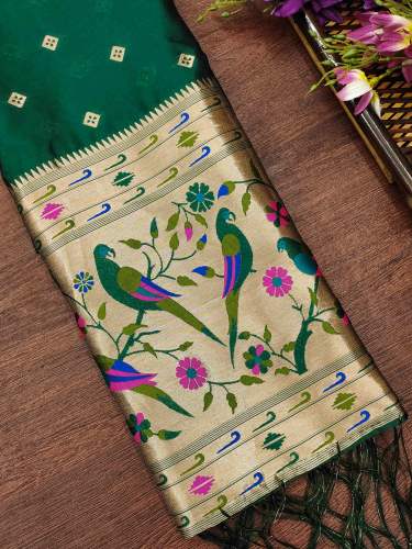 B,GREEN BANARASI SILK DUPATTA