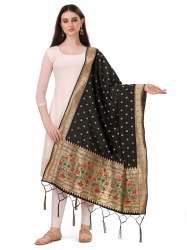 BALCK BANARASI SILK PAITHANI DUPATTA