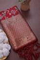 BANARASI SILK FLOWER PATTERN DUPATTA MAROON thumb 1