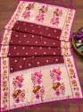 BANARASI SILK MAROON DUPATTA thumb 4