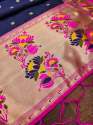 BANARASI SILK NAVYBLUE DUPATTA thumb 3