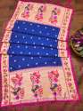 BANARASI SILK ROYALBLUE DUPATTA thumb 4