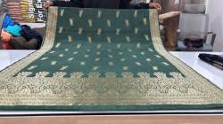 BGREEN-.BANARASI SILK DUPATTA