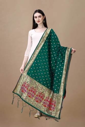  BGREEN BANARASI SILK PAITHANI DUPATTA