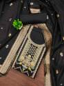  BLACK BANARASI COTTON UNSTICH SUIT thumb 1