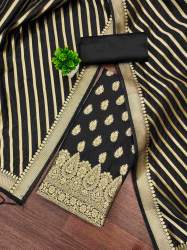 BLACK BANARASI SILK UNSTICHED SUIT