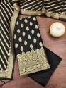 BLACK BANARASI SILK UNSTICHED SUIT thumb 1