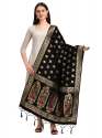 BLACK BANARASI SILK WITH PEACOCK PATTERN DUPATTA
