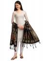 BLACK BANARASI SILK WITH PEACOCK PATTERN DUPATTA thumb 2