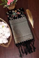 BLACK BANARASI SILK WITH ZARI DUPATTA
