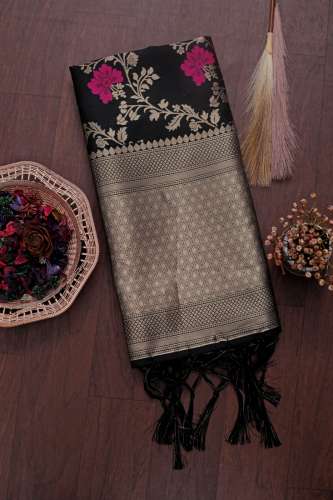 Black Fancy Banarasi Silk Dupatta