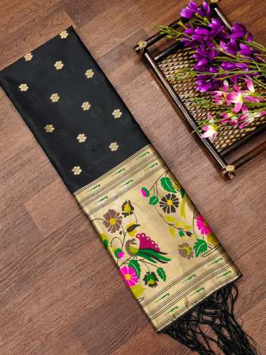 BLACK SILK DUPATTA