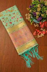 C Green Kashmiri Banarsai Silk Dupatta