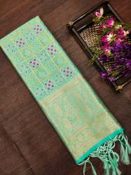 CGREEN BANARASI SILK DUPATTA WITH BANDHANI STYLE 