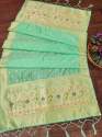 CGREEN BANARASI SILK DUPATTA thumb 4