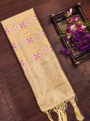 CHIKU BANARASI SILK DUPATTA WITH BANDHANI STYLE