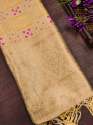 CHIKU BANARASI SILK DUPATTA WITH BANDHANI STYLE thumb 1