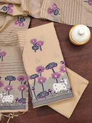 CHIKU BANARASI SILK UNSTICH SUIT