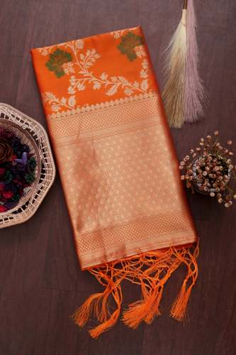 FANCY BANARASI SILK DUPATTA ORANGE