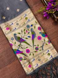 GREY-BANARASI SILK DUPATTA